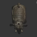 Antique Elephant Sculpture with Carved Textured Surface and Saddle Like Decorative Details