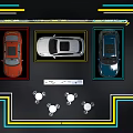 Modern Lynk & Co Car Showroom Featuring Three Vehicles Display Stand And Seating Tables