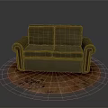 Brown Leather Sofa With Armrests On Vintage Orange Rug For Living Room