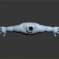 Blue Muscular Fantasy Creature Character With Small Top Hat And White Face Features