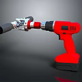 Red Cordless Drill Power Tool With Metal Attachment And Ergonomic Grip