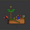 Cartoon Adventure Scene With Sonic Character Green Slide Palm Tree And Water Pool