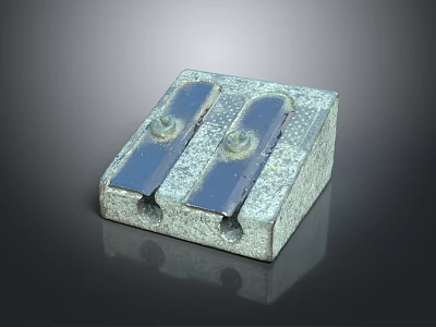 Vintage Metal Pencil Sharpener With Two Blades Double Hole And Textured Surface 3d model