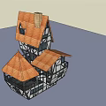Unique Multi Story Building Exterior With Sloped Roofs And Wooden Frames Design