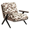 Modern Soft Boucle Upholstered Leisure Chair With Leather Armrests And Sturdy Solid Wood Base