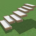 Wooden Garden Steps With White Tops On Green Grass Surface 3d model