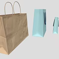 Brown Paper And Light Blue Shopping Bags With Sturdy Handles For Daily Use