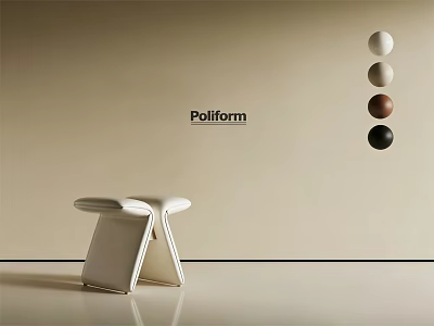 Poliform Modern Minimalist Shoe Bench With White Upholstered Seat And Decorative Colored Balls 3d model