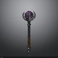 Ornate Magical Staff Featuring Purple Orb Silver Accents And Colorful Patterns