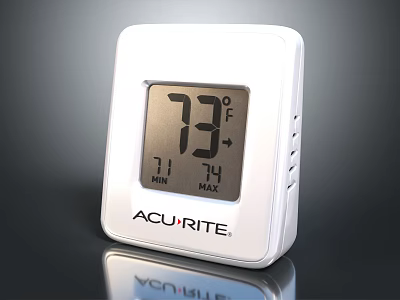 ACURITE White Medical Device Digital Temperature Monitor with Min Max Readings and Clear 3d model