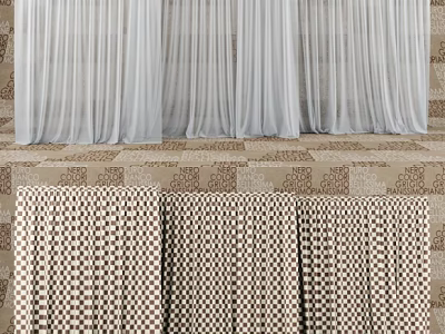 Sheer Linen White Curtains And Patterned Cotton Beige Curtains For Stylish Home Decor 3d model