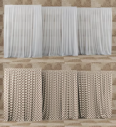 Sheer Linen White Curtains And Patterned Cotton Beige Curtains For Stylish Home Decor 3d model