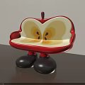 Apple Shaped Public Chair With Red Exterior Yellow Interior And Black Legs
