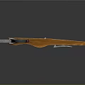 3D Rendered Modern Orange Silver Bow Weapon With Sleek Design And Bowstring