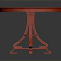 Round Red Dining Table With Wood Grain And Decorative Legs