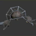 Futuristic Sci Fi Metallic Mechanical Structure With Geometric Design And Circular Components