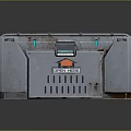 Gray Metal Toolbox with Multiple Latches Handles Orange Logo and Ventilation Holes on Reflective Surface