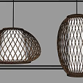 Modern Woven Lattice Pendant Lights Dome And Cylindrical Shapes Warm Glowing Light