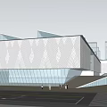 Modern Architectural Exterior With Geometric Roof Structures And Glass Facades