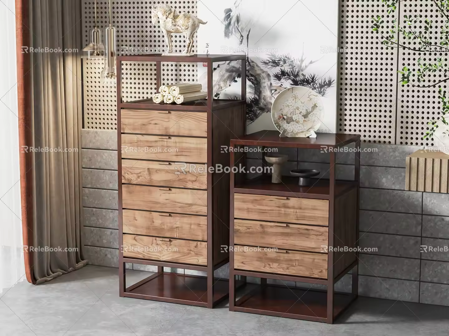 New Chinese-style Bucket Cabinet Bucket Cabinet Combination 3d model