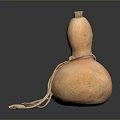 Decorative Clay Gourd Shaped Vase With Hanging Strings On Dark Background 3d model