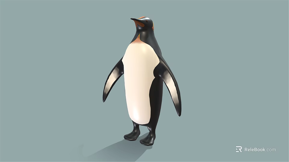 Adorable Penguin With Black And White Feathers Standing On Simple Background 3d model 