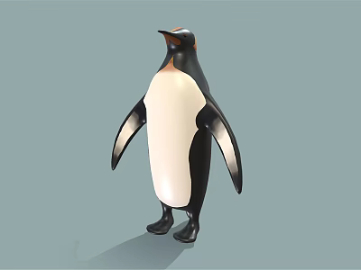 Adorable Penguin With Black And White Feathers Standing On Simple Background 3d model