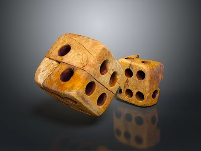 Wooden Dice Decorative Furniture Ornament With Intricate Hole Design And Natural Wood Finish 3d model