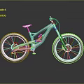 Black Mountain Bike With Purple Gold Accents White Seat Large Tread Tires And Gray Reflection