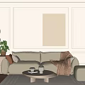 Modern Sofa Coffee Table Combination Cream Sofa Coffee Table 3d model