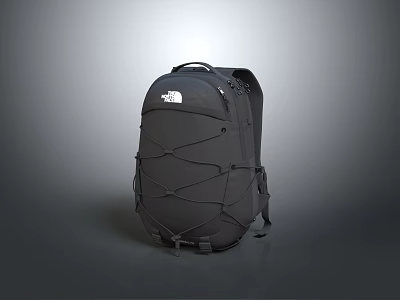 The North Face Black Backpack Featuring Lace Up Straps Classic White Logo And Durable Design 3d model