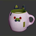 Cute White Mug With Cat Face Design And Yellow Black Accents For Home Use