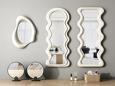 Various Shaped Mirrors For Wall And Tabletop In Modern Room 3d model