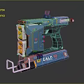 Modern Blue Tech Weapon with Green Sight Orange Components and CALE Design 3d model