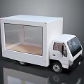 White Box Truck With Large Glass Windows And Wooden Floor Interior Design