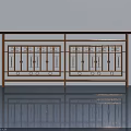 Modern Swing Door With Decorative Metal Railings And Wooden Top Design