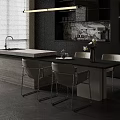 Modern Open Kitchen Interior With White Island Counter Dining Chairs And Cabinets