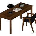 Middle style desk and chair combination 3d model