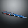 Modern Tactical Weapon Knife With Blue Sharp Blade Red Accent Handle And Metal Construction Design