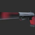 Futuristic Sci Fi Gun Design With Red Accents On Barrel And Grip Modern Weapon Concept