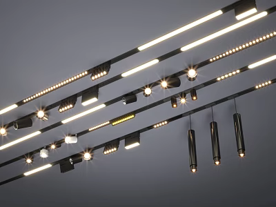 Modern Ceiling Lighting Design Featuring Various Downlights And Spotlights 3d model
