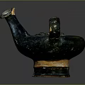 Antique Furniture Accent Piece With Bird Shaped Bronze Design And Handle