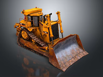 Heavy Duty Yellow Bulldozer With Metal Tracks And Large Front Blade 3d model
