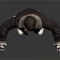 A Man Wearing Brown Jacket Black Inner Shirt Striped Pants Utility Belt And White Shoes