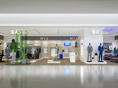 MIA TIBO Fashion Clothing Store Interior With Mannequins And Apparel Displays 3d model
