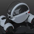 White Futuristic Compact Car With Transparent Roof And Unique Modern Design