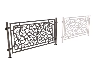 European style railing fence 3d model