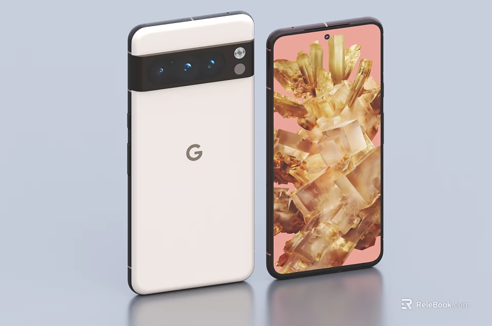 Google Pixel Smartphone White Rear Triple Camera Setup And Crystal Display Screen 3d model 