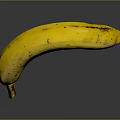 Ripe Yellow Banana with Black Spots Isolated on Dark Background with Reflection