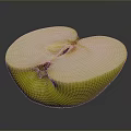 Fresh Yellow Apple Cut Open With Juicy Flesh And Core